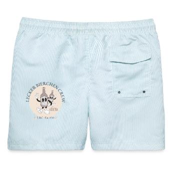 Biercrew - Internationaler BierTag  - Männer Badeshorts - hellblau gestreift - Hinten - AI Model Male 178 light (178cm)