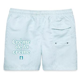 Crème de la Crème – Das Beste - Männer Badeshorts - hellblau gestreift - Hinten - AI Model Male 178 light (178cm)