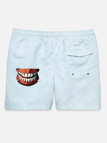 Darkjaws gespenstisches Lächeln - Männer Badeshorts - hellblau gestreift