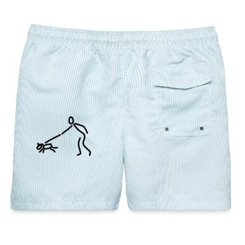 iYpsilon Hund gassi - Männer Badeshorts - hellblau gestreift - Hinten - AI Model Male 178 light (178cm)