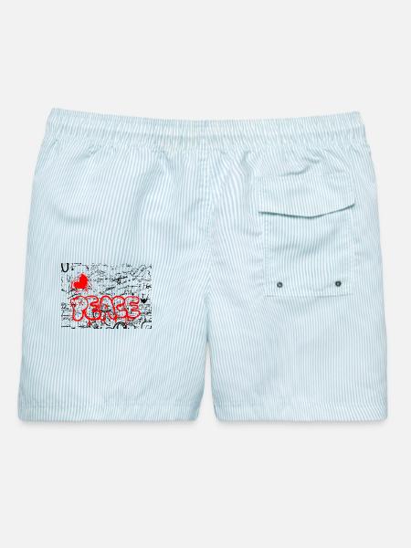 Pense Graffiti Herz Rot - Männer Badeshorts - hellblau gestreift