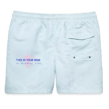 Heiliger Wein - Männer Badeshorts - hellblau gestreift - Hinten - AI Model Male 178 light (178cm)