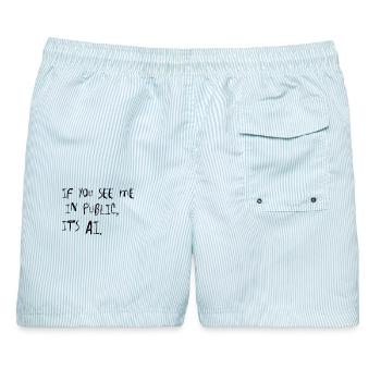 If You See Me In Public It’s AI Spruch - Männer Badeshorts - hellblau gestreift - Hinten - AI Model Male 178 light (178cm)