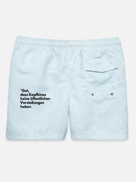 Kopfkinos - Männer Badeshorts - hellblau gestreift