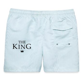 King Queen Partnerlook - Männer Badeshorts - hellblau gestreift - Hinten - AI Model Male 178 light (178cm)