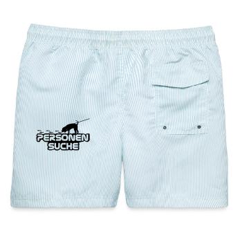 Mantrailer - Männer Badeshorts - hellblau gestreift - Hinten - AI Model Male 178 light (178cm)