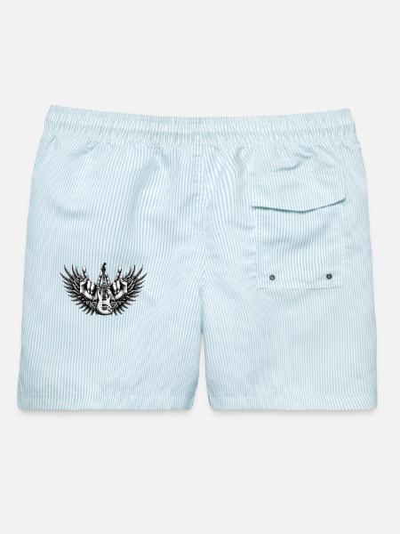 flügel gitarre metalgabel hände metal - Männer Badeshorts - hellblau gestreift