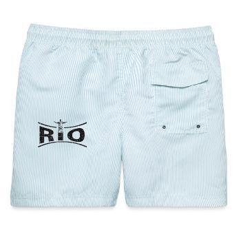 RIO with Jesus - Brasilien - Männer Badeshorts - hellblau gestreift - Hinten - AI Model Male 178 light (178cm)
