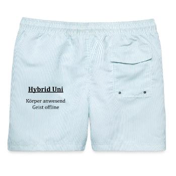 Unispruch "Hybrid Uni" Geschenk, Studenten - Männer Badeshorts - hellblau gestreift - Hinten - AI Model Male 178 light (178cm)