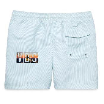 Flughafen Brescia VBS - Männer Badeshorts - hellblau gestreift - Hinten - AI Model Male 178 light (178cm)