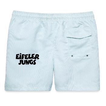 Eifeler Jungs aus der Eifel - Männer Badeshorts - hellblau gestreift - Hinten - AI Model Male 178 light (178cm)