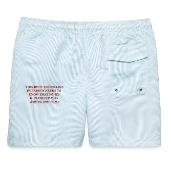 Dieses Bier scheckt wichtig  - Männer Badeshorts - hellblau gestreift - Hinten - AI Model Male 178 light (178cm)