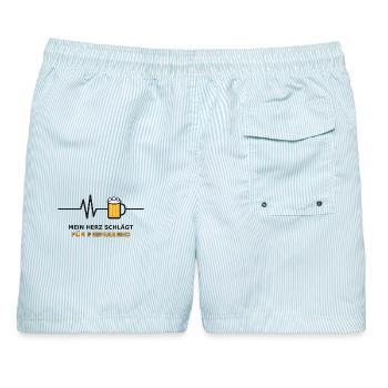Herzschlag Feierabend Bier - Männer Badeshorts - hellblau gestreift - Hinten - AI Model Male 178 light (178cm)
