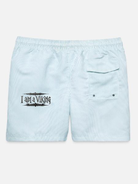 I Am A Viking – keltische Knotentypografie - Männer Badeshorts - hellblau gestreift