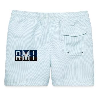 Flughafen Rimini RMI - Männer Badeshorts - hellblau gestreift - Hinten - AI Model Male 178 light (178cm)