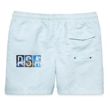 Flughafen Pisa PSA - Männer Badeshorts - hellblau gestreift - Hinten - AI Model Male 178 light (178cm)
