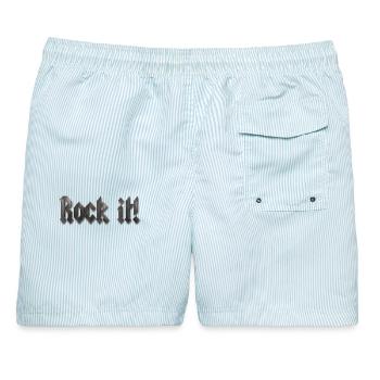rock it! - Männer Badeshorts - hellblau gestreift - Hinten - AI Model Male 178 light (178cm)