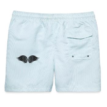 Engelsflügel, Flügel, Christkind, Weihnachten. - Männer Badeshorts - hellblau gestreift - Hinten - AI Model Male 178 light (178cm)