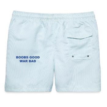 Anti War Shirt für Menschen mit gesunden Humor  - Männer Badeshorts - hellblau gestreift - Hinten - AI Model Male 178 light (178cm)