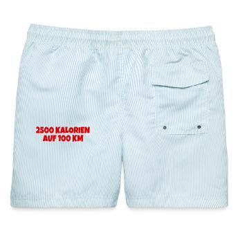 2500 Kalorien auf 100 km Fahrrad Anhänger Sticker - Männer Badeshorts - hellblau gestreift - Hinten - AI Model Male 178 light (178cm)
