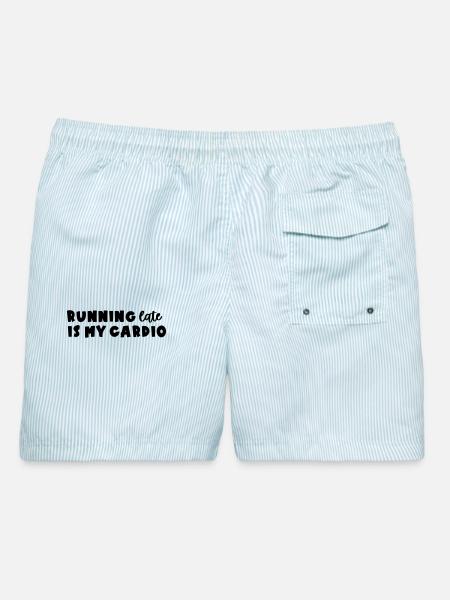 Running late - Männer Badeshorts - hellblau gestreift
