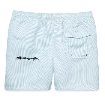 stacheldraht - Männer Badeshorts - hellblau gestreift - Hinten - AI Model Male 178 light (178cm)