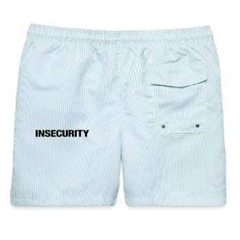 INSECURITY – Minimalist Uniform Style Statement - Männer Badeshorts - hellblau gestreift - Hinten - AI Model Male 178 light (178cm)