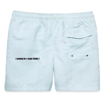 Looking for a Sugar Daddy – Lustiger Spruch - Männer Badeshorts - hellblau gestreift - Hinten - AI Model Male 178 light (178cm)