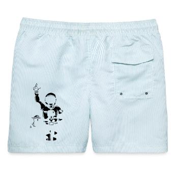 Astronaut - Männer Badeshorts - hellblau gestreift - Hinten - AI Model Male 178 light (178cm)