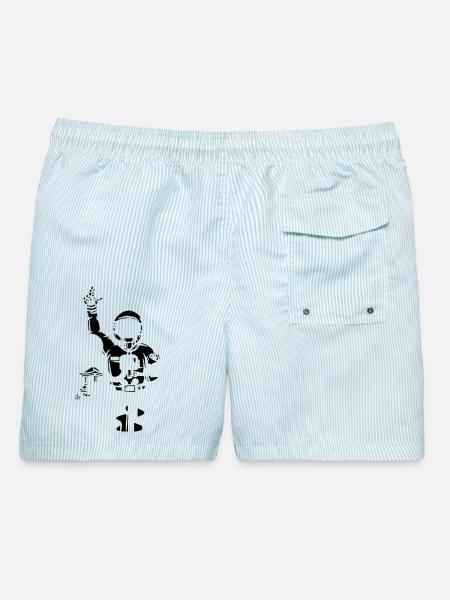Astronaut - Männer Badeshorts - hellblau gestreift