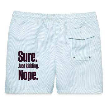 Klar. Nur ein Scherz. Nein. PDA Autist - Männer Badeshorts - hellblau gestreift - Hinten - AI Model Male 178 light (178cm)