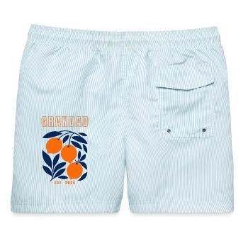 Großvater Großvater 2025 - Männer Badeshorts - hellblau gestreift - Hinten - AI Model Male 178 light (178cm)