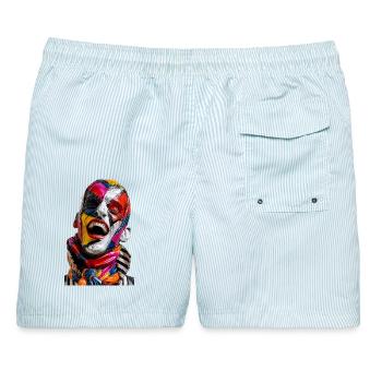Rico Rainbow - Männer Badeshorts - hellblau gestreift - Hinten - AI Model Male 178 light (178cm)