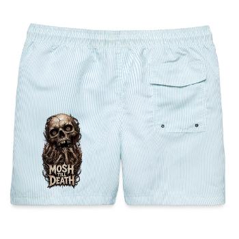 Mosh Till Death - Männer Badeshorts - hellblau gestreift - Hinten - AI Model Male 178 light (178cm)