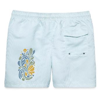 Flowing Balance - Männer Badeshorts - hellblau gestreift - Hinten - AI Model Male 178 light (178cm)