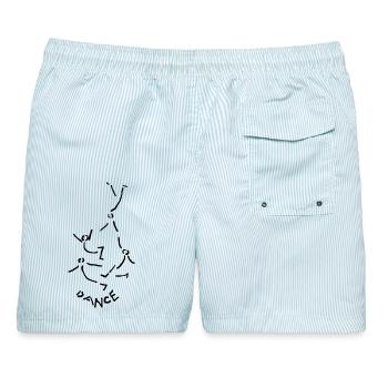 Dance Tanz tanzen - Männer Badeshorts - hellblau gestreift - Hinten - AI Model Male 178 light (178cm)