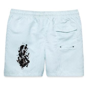 Schachkunst – Epischer gebrochener König & Brett- - Männer Badeshorts - hellblau gestreift - Hinten - AI Model Male 178 light (178cm)