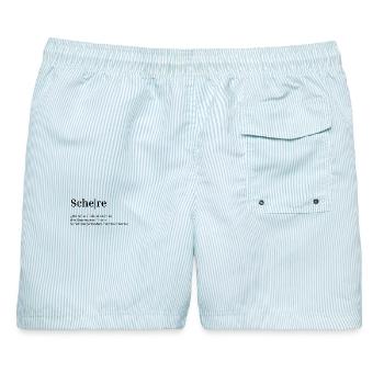 Schere - Männer Badeshorts - hellblau gestreift - Hinten - AI Model Male 178 light (178cm)