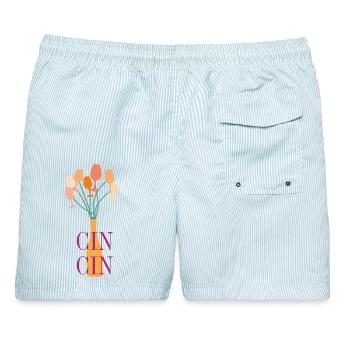 Aperitif Typografie - Männer Badeshorts - hellblau gestreift - Hinten - AI Model Male 178 light (178cm)