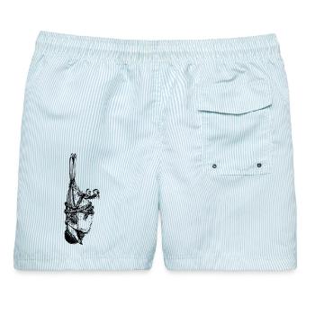 Vogel Invert - Männer Badeshorts - hellblau gestreift - Hinten - AI Model Male 178 light (178cm)