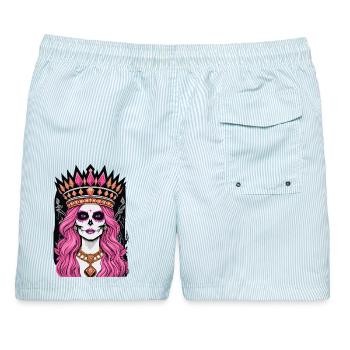 Königin der Edelsteine - Illustration - Männer Badeshorts - hellblau gestreift - Hinten - AI Model Male 178 light (178cm)