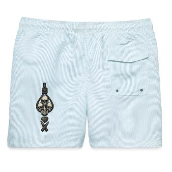 Avi Collection – Skulls & Flame - Männer Badeshorts - hellblau gestreift - Hinten - AI Model Male 178 light (178cm)