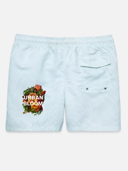 Urban_Bloom - Männer Badeshorts - hellblau gestreift