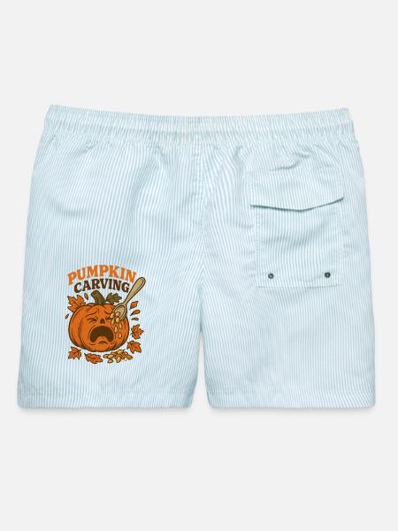 Pumkin Carving - Männer Badeshorts - hellblau gestreift