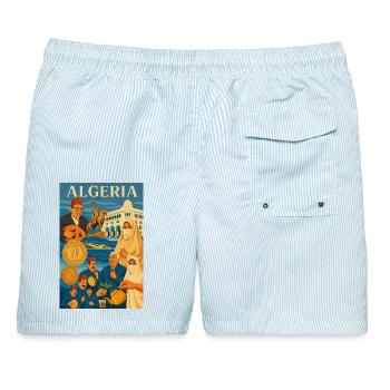 Entwurf CASBAH ALGERIEN - Männer Badeshorts - hellblau gestreift - Hinten - AI Model Male 178 light (178cm)