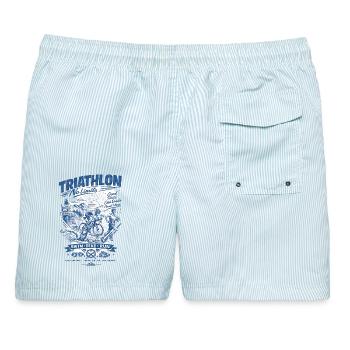 Triathlon Ohne Grenzen - Männer Badeshorts - hellblau gestreift - Hinten - AI Model Male 178 light (178cm)
