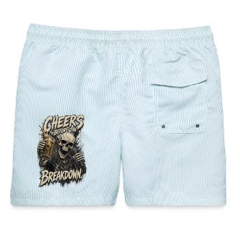 Cheers before the Breakdown - Männer Badeshorts - hellblau gestreift - Hinten - AI Model Male 178 light (178cm)