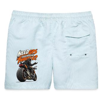 Brauchst du GPS, um das Gaspedal zu finden? - Männer Badeshorts - hellblau gestreift - Hinten - AI Model Male 178 light (178cm)