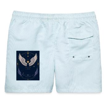 Guardian Shadow Wings - Männer Badeshorts - hellblau gestreift - Hinten - AI Model Male 178 light (178cm)