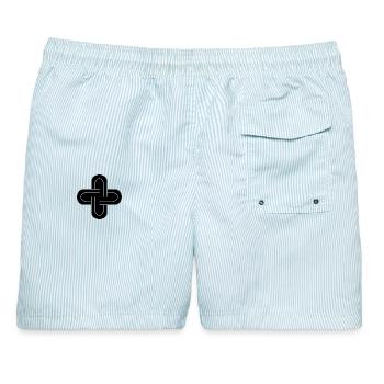 Salomonischer Knoten - Männer Badeshorts - hellblau gestreift - Hinten - AI Model Male 178 light (178cm)